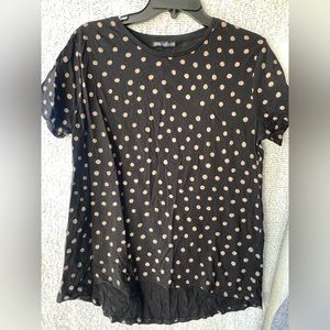 Zara large shirt casual black and gold polka dots 4bin